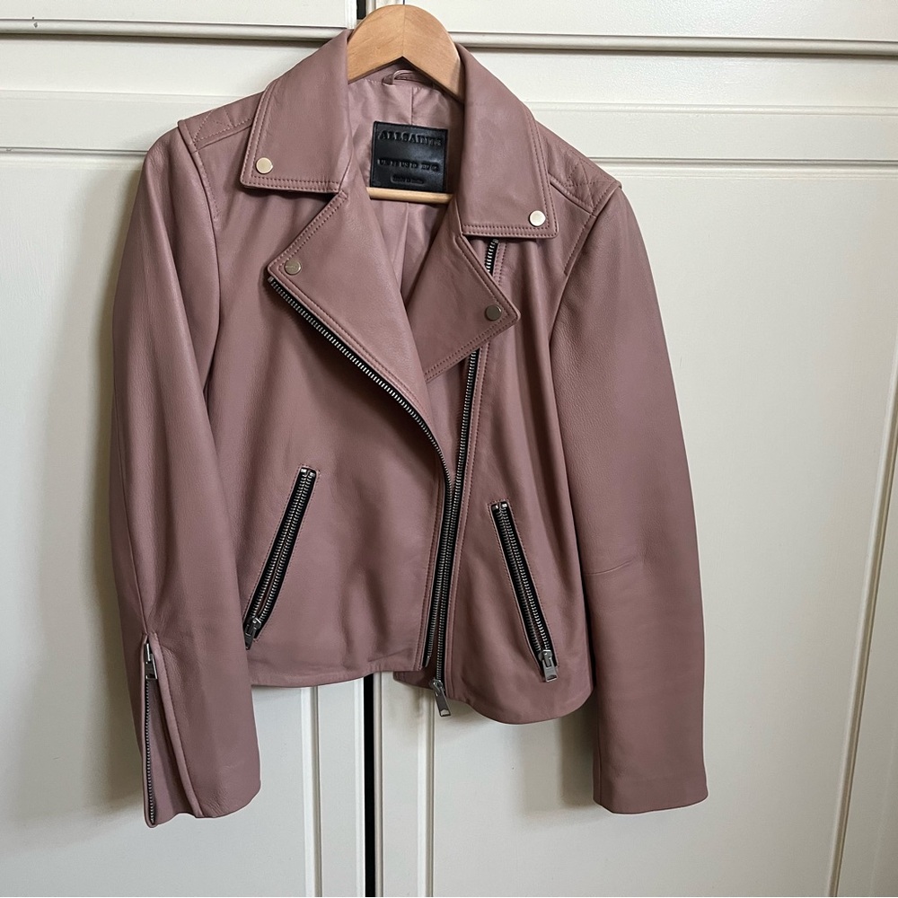 All Saints Women's Mauve Leather Jacket